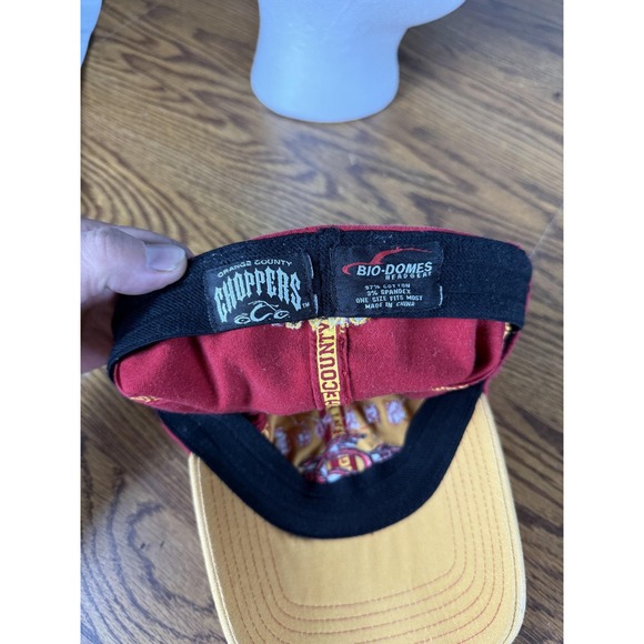 Orange County Choppers Hat Cap Fitted Mens One Size Yellow Red Embroidered Biker - Picture 6 of 8